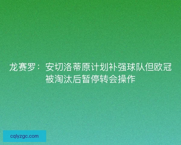 龙赛罗：安切洛蒂原计划补强球队但欧冠被淘汰后暂停转会操作